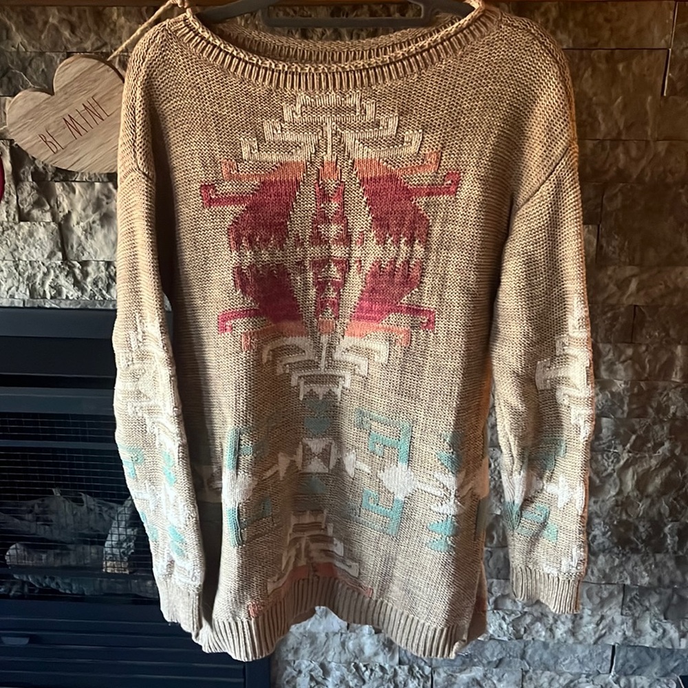 Ralph Lauren knit sweater southwestern print Aztec